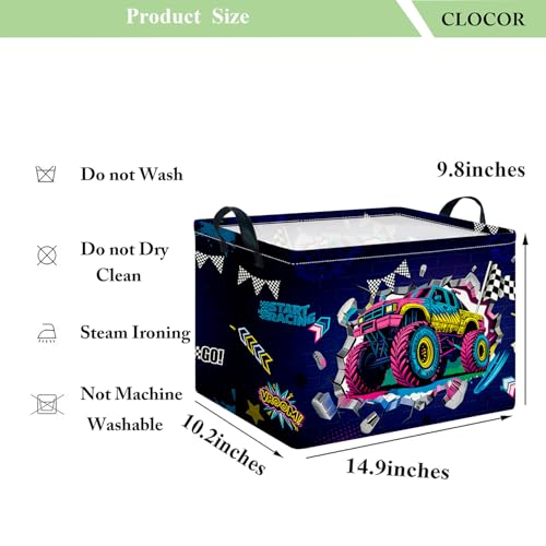 Image of CLOCOR Rectangular 14.9x10.2x9.8 inches Fabric Storage Bin, Waterproof(Car Racing)