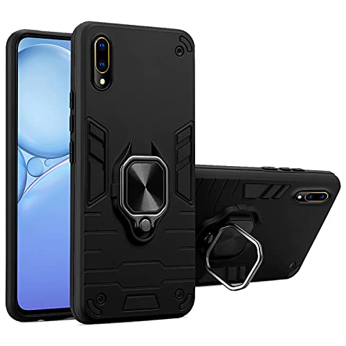 Image of Pikkme D5 Tough Armor Bumper Back Cover Case for Vivo V11 Pro |Ring Holder & Kickstand in-Built (Black)