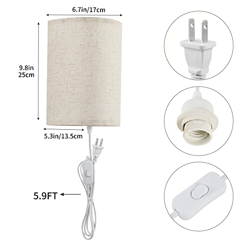 Wall Sconces Set Of Two, App & Remote Control, 16 Rgb Colors+2700K-6500K, Wall Lamp With Plug In Cord & On/Off Switch, Fabric Linen Shade, Wall Lights For Bedroom Living Room (Include Led Bulbs) (B) #TOP4