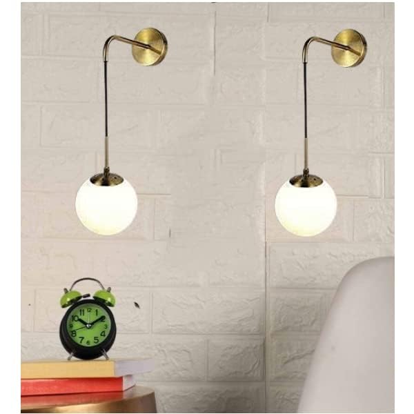 Image of Modern Globe Wall Lamp /Wall Light for Bedroom, Living Room, Restaurants, Dining, Coffee Shop, Home and Office,Golden (Corded Electric) with Bulb