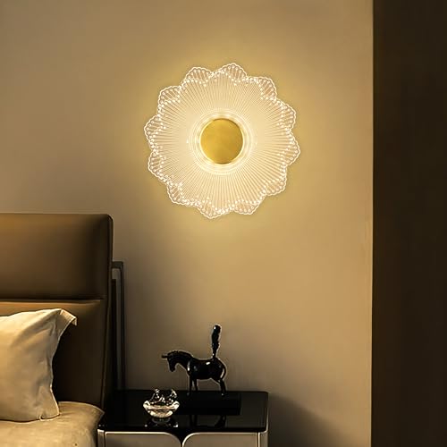 Image of Spiral Gride Glow 3-in-1 LED Wall Light | Modern Fancy Lights for Living Room, Bedroom Wall Decor, Home Decoration Items & Indoor Luxury Night Lamp (Golden Accent, Pack of 1)