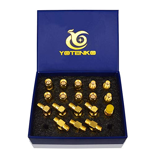 YOTENKO SMA Adapter Kit 18pcs SMA to SMA Connector Standard SMA RP SMA Male to Female Coupler RF Coax Nut Barrel Converter for WiFi Antenna/FPV Drone/Extension Cable+A Beauty Gift Case
