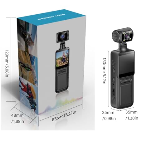 Cámara de vídeo de mano 4K con estabilizador y pantalla LCD, lente giratoria de 180° para deportes al aire libre, grabadora de acción de equitación - imagen 3