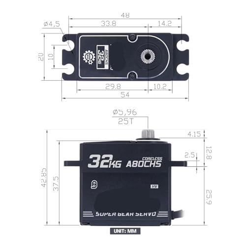 A80CHS 32 kg 7.4 V motor sin escobillas servo digital con engranaje metálico y HSS20P2 7