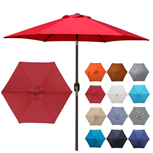 Blissun 7.5 ft Patio Umbrella, Yard Umbrella with Push Button Tilt and Crank(Red) Blissun 7.5 ft Patio Umbrella, Yard Umbrella with Push Button Tilt and Crank(Red)