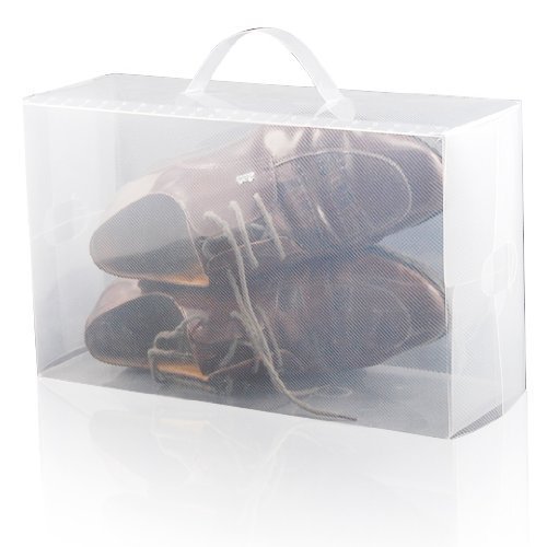 Accessotech 10 X Clear Plastic Mens Shoe Storage Boxes Containers Trainers Size 8 9 10 11 12