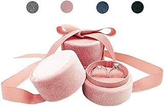 Beatilog Velvet Ring Bearer Box - Premium Cute Round Double Ring Earring Jewelry