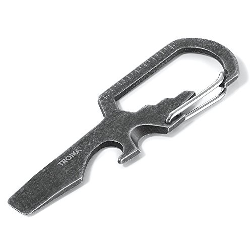 Preisvergleich Produktbild TROIKA Mini Tool 'TOOLY' - KTL02 / GY - Werkzeug mit 7 Funktionen: Schlüsselanhänger, Flaschenöffner, Schraubendreher, Fadenschneider, Karabiner, Lineal, Schraubenschlüssel - das Original