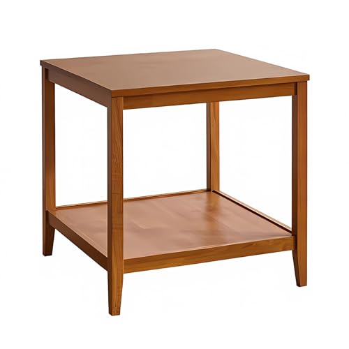 GHBXJX Massivholz Couchtisch Quadratisch mit Stauraum, Vintage Wohnzimmertisch Holz Beistelltisch Couch Tisch, Holztisch Wohnzimmer Coffee Table, Gummiholz, 50x50x60 cm,Kirsche