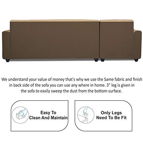 Image of Adorn India Rio Highback L Shape 6 Seater Sofa Set (Left Hand Side) (Brown & Beige) (3 Year Warranty)