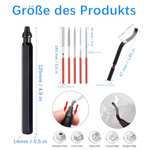 Entgratwerkzeug, Entgrater Metall, 360 ° Drehbarer Metall Entgrat, Entgrater 3d Druck, mit 10 Stück Ersatzklingen und 5 Diamant Feilen, für Holz, Kunststoff, Schwarz