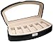Techswiss Rounded Leather Watch Box Storage Case Glass Lid for 6 Watches (Black)