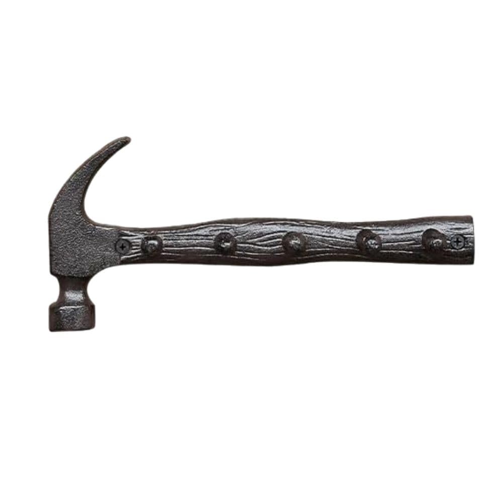 Buyshire Brown Cast Iron Tool Hooks Wall Mounted Set Heavy Duty Vintage Hammer Wall Hook For Garage Storage Shed Storage Garden Tool Storage Multi Utility Hanger Hooks And Brackets Black Hooks (Hammer Hook)