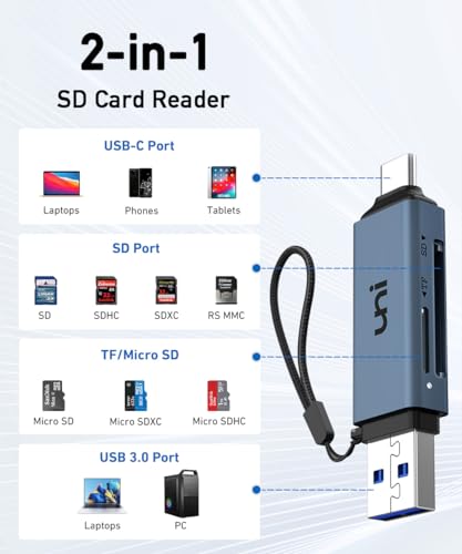 Uni UA335-23 Sd Card Reader, Uni High-Speed Usb C To Micro Sd Card Adapter Usb 3.0 Dual Slots thumb #4