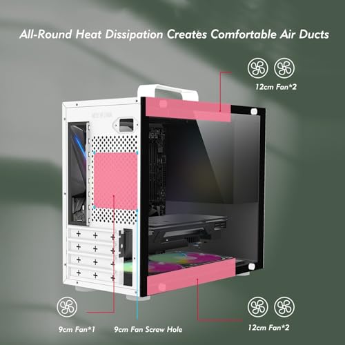 Gabinete para PC, Gabinete Gaming con 5 Ventiladores Preinstalados, Mid-Tower compatible con M-ATX/ITX/Mini-ITX, Panel Lateral de Vidrio Templado, adecuado para Gaming y Oficina, con reposabrazos (Color: Estilo 1) miniatura 5