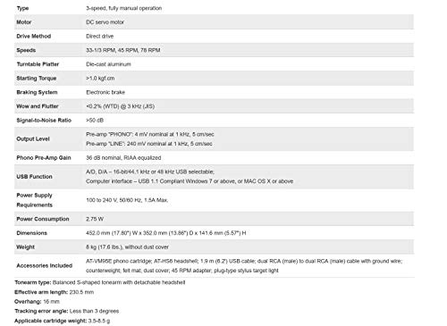 Vitrola AT-LP120XUSB-SV Direct Drive USB, Audio-Technica