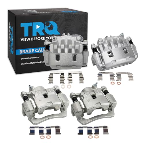 Image of TRQ Front and Rear Brake Caliper Set Zinc Coated Brackets Hardware Compatible with 2008-2011 Subaru Impreza