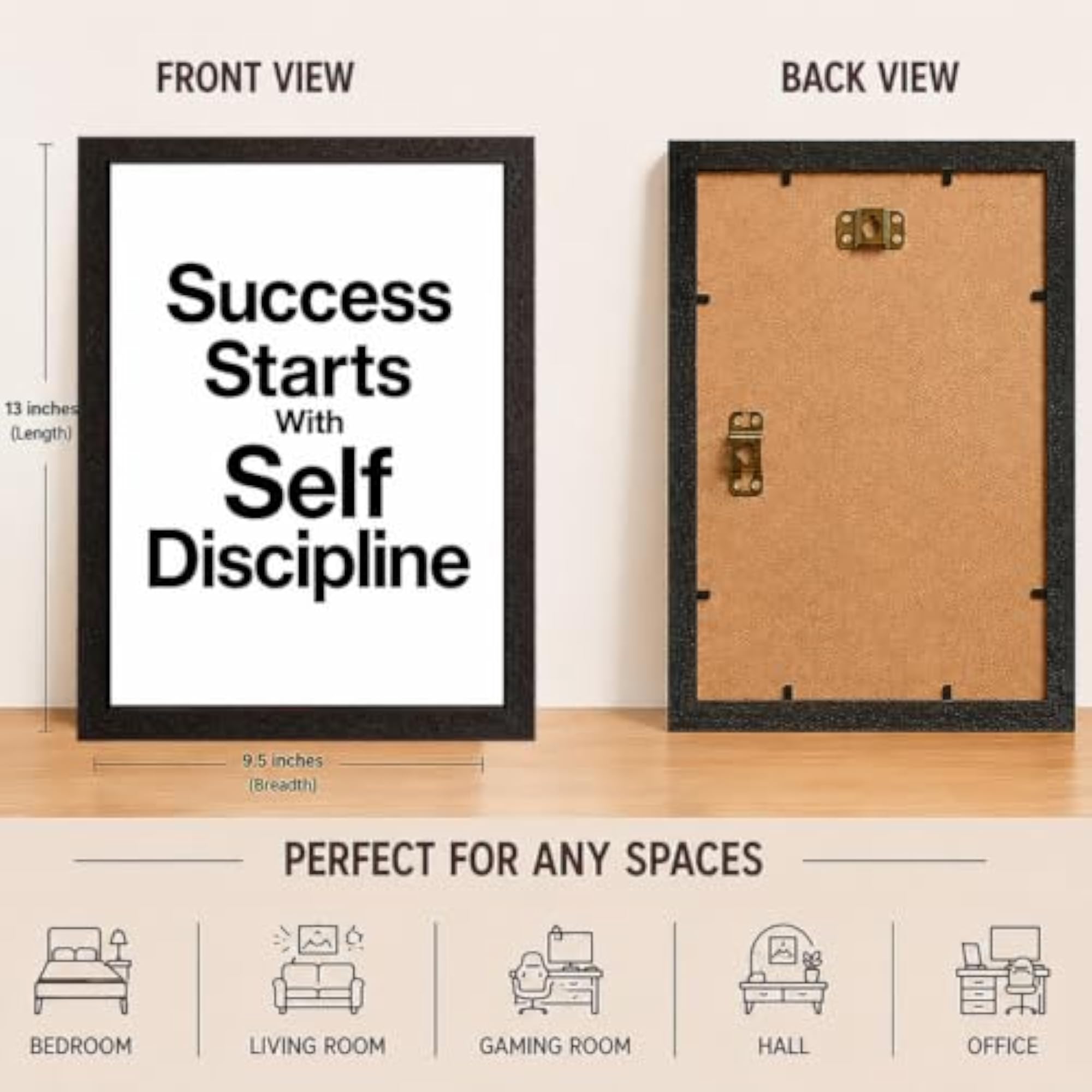 Self Discipline Minimalist Quote Wall Frame A4 Size