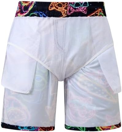 Mens Swimming Trunks Mesh Liner Neon Cat Tucker Neon Bathing Suits XL - 2