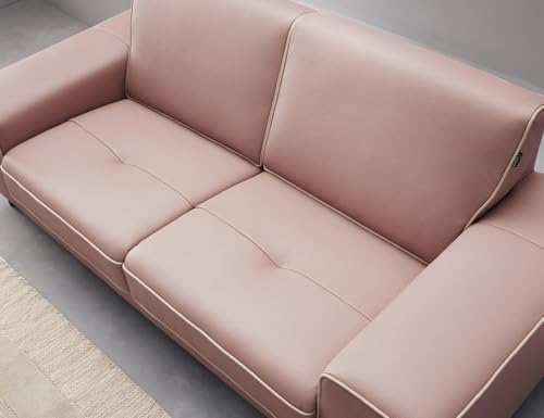 Image of Fabrique ASOS 3 Seater with Puffy Moden Design Leatherette Light Purple Sofa Sturdy Design with a Lightweight Frame & Stainless Steel Legs | Furniture for Home Office & Living Room