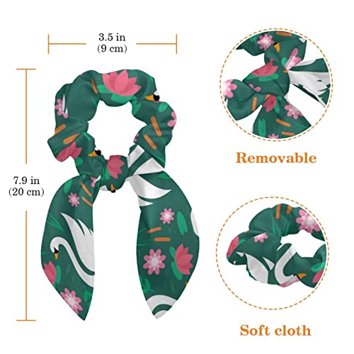 Chouchous en velours lot de 6 élastiques cheveux motif floral et oreilles de lapin