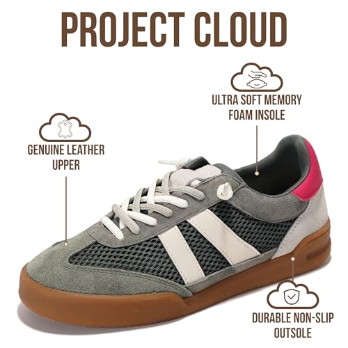 Project Cloud 100% Genuine Leather Casual Sneakers for Women - Memory Foam Insoles - Womens Shoes & Lightweight Women's Fashion Sneakers - Slip On Shoes for Women Footwear (Verdy) - Image 4