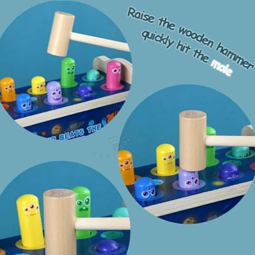 Trinkets & More Kids - Pounding Bench Hammer Toy Tiger Beats The Hamster Set 10 Pegs 2 Hammers 1 Year+ (Hamster Bench), Multicolor