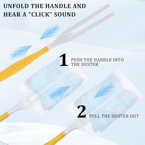 Image of 60 PCS 180 Duster Refills Compatible with Dusters 180 Handle Dusters, Heavy Duty Multi-Surface Duster Replacement with 1 Extra Handle, Unscented