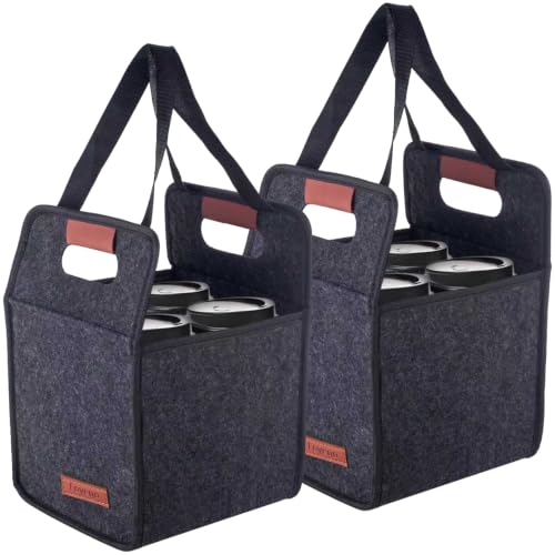 Foyego Reusable Drink Carrier with Handle, Fits 4 Cups, 2 Pack