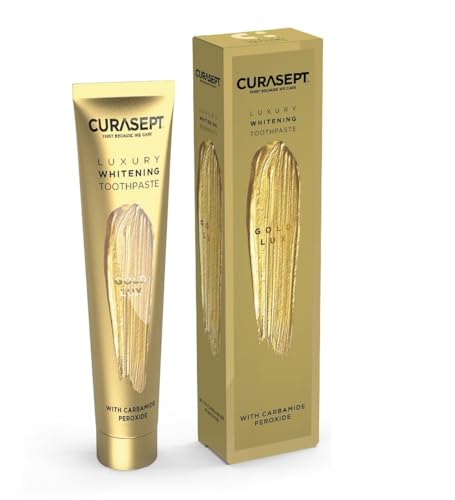 Curasept Dentifricio Sbiancante per Denti Professionale - Formula Smacchiante Intensiva per Macchie di Caffè e Fumo - Protezione Smalto e Alito Fresco - Risultati Visibili in 14 Giorni - 75ml