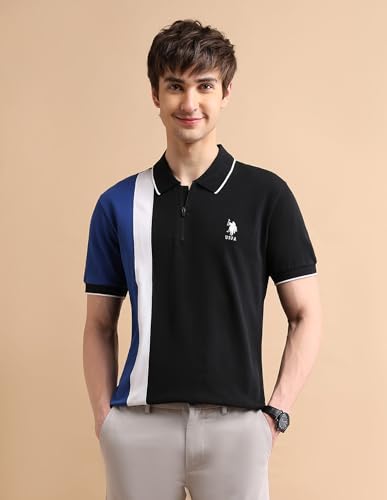 Image of U.S. POLO ASSN. Slim Fit Polo T Shirts for Men - 100% Cotton, Half Sleeves Mens Tshirt
