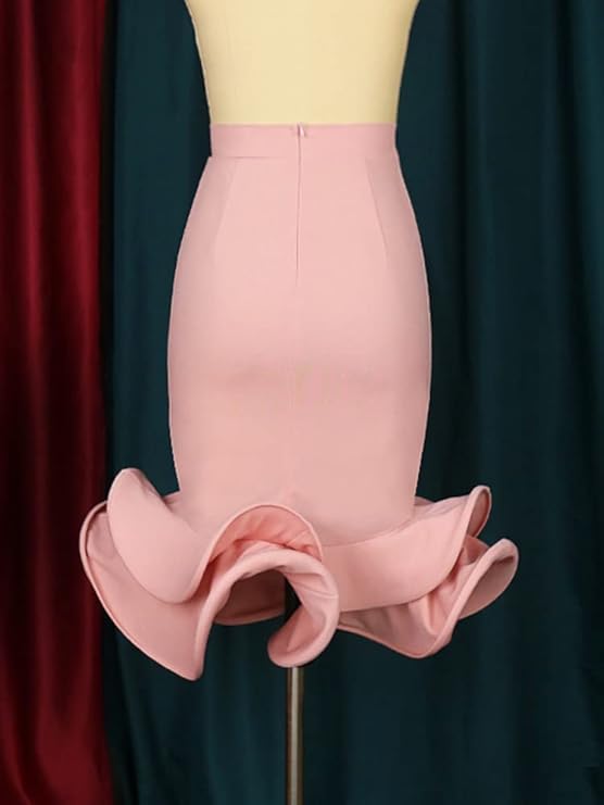 Damen hochtaillierter Bodycon Flare Meerjungfrau Midi Party Rock unregelmäßige Tanzröcke - Bild 4 von 12