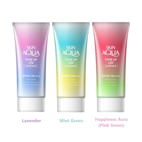 Image of Skin Aqua Sunscreen Tone Up Uv Essence Mint Green /Happiness Aura /Lavender Color - Japanese Tone-up Sun Essence 2.82oz(80g) (Mint Green)