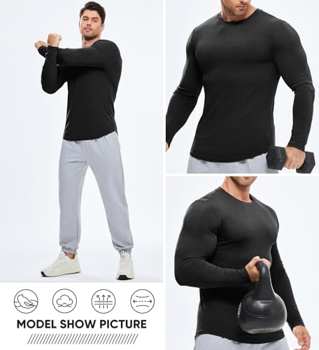 JMIERR Mens Long Sleeve Muscle T Shirts Casual Crewneck Longline Ribbed Tee Shirts for Gym Workout4