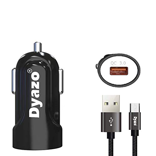 Dyazo Fast Car Charger Supports Qualcomm Quick Charge 3.0 for Samsung Galaxy S10 /S9 S8/S7 iPhone Xs/XS Max/XR/X/8/7/6/Plus,Ipad Pro/Air 2, LG, Nexus, Sony, HTC & Other USB Devices with Micro Cable
