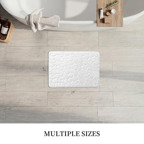 YIHOUSE Memory Foam Bath Mat Cobblestone Bathroom Rugs Super Water Absorbent Bath Mats for Bathroom Machine Washable Bath Rugs(17 x 24,White) - image 5