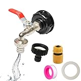 IBC Auslaufhahn Set, Tankadapter S60x6 mit 3/4 Zoll Hahn, Standardanschluss & Schnellkupplung für 1000L IBC-Container