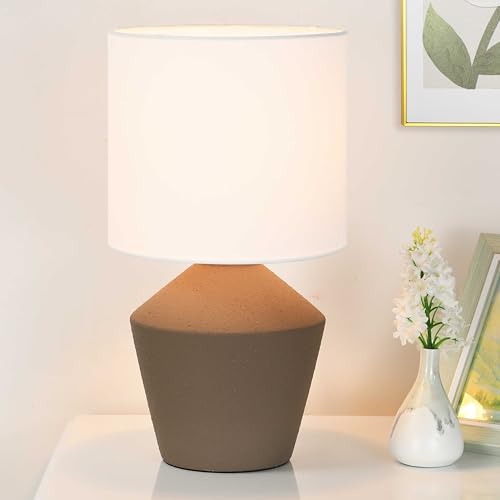 Lampwell NOVA Small Table Lamp for Living Room as Bedside Table Lamp for Bedroom,Modern Ceramic Table Lamp,Kids Table Lamp,Night Table Lamp,Φ7.09×H13.59ININ,Bulb Excluded,Taupe Brown Table Lamp