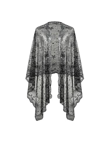 BABEYOND Shawl Wraps for Women, Sequin Stars Moons Shawls and Wraps for Evening Dresses Wedding