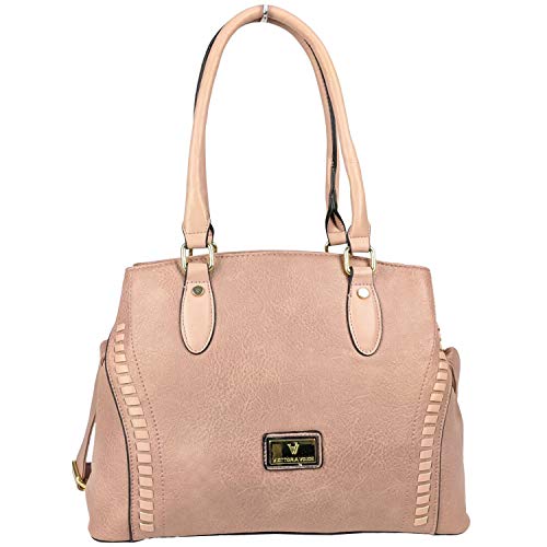 Kit Bolsa Feminina De Ombro E Bolsa Tiracolo Com Carteira Rosa Brinde