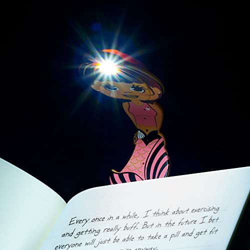 Image of Gifts for Readers & Writers Bookmark Reading Light Mermaid Pink - 2in1 Clip On Bookmark Kids Light for Reading in Bed, Travel Cute Lights, 8 Lumen LED