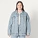 Amazon Essentials Women's Rigid Denim Oversized-Fit Trucker Jacket, Iced Light Wash, Small