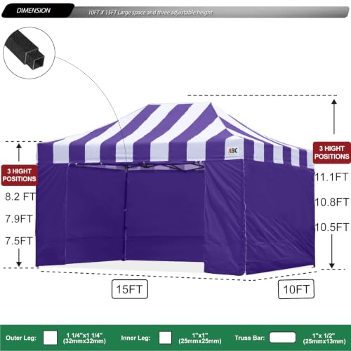 Image of ABCCANOPY Canopy Tent Canopy 10x15 Pop Up Canopies Commercial Tents Easy Pop-up Instant Shelter with Removable Sidewalls and Roller Bag Bonus Weight Bags