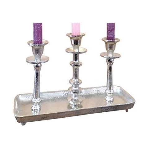 Kerzenständer Kerzenhalter 3-Armig Aluminium Silber Raw Cover