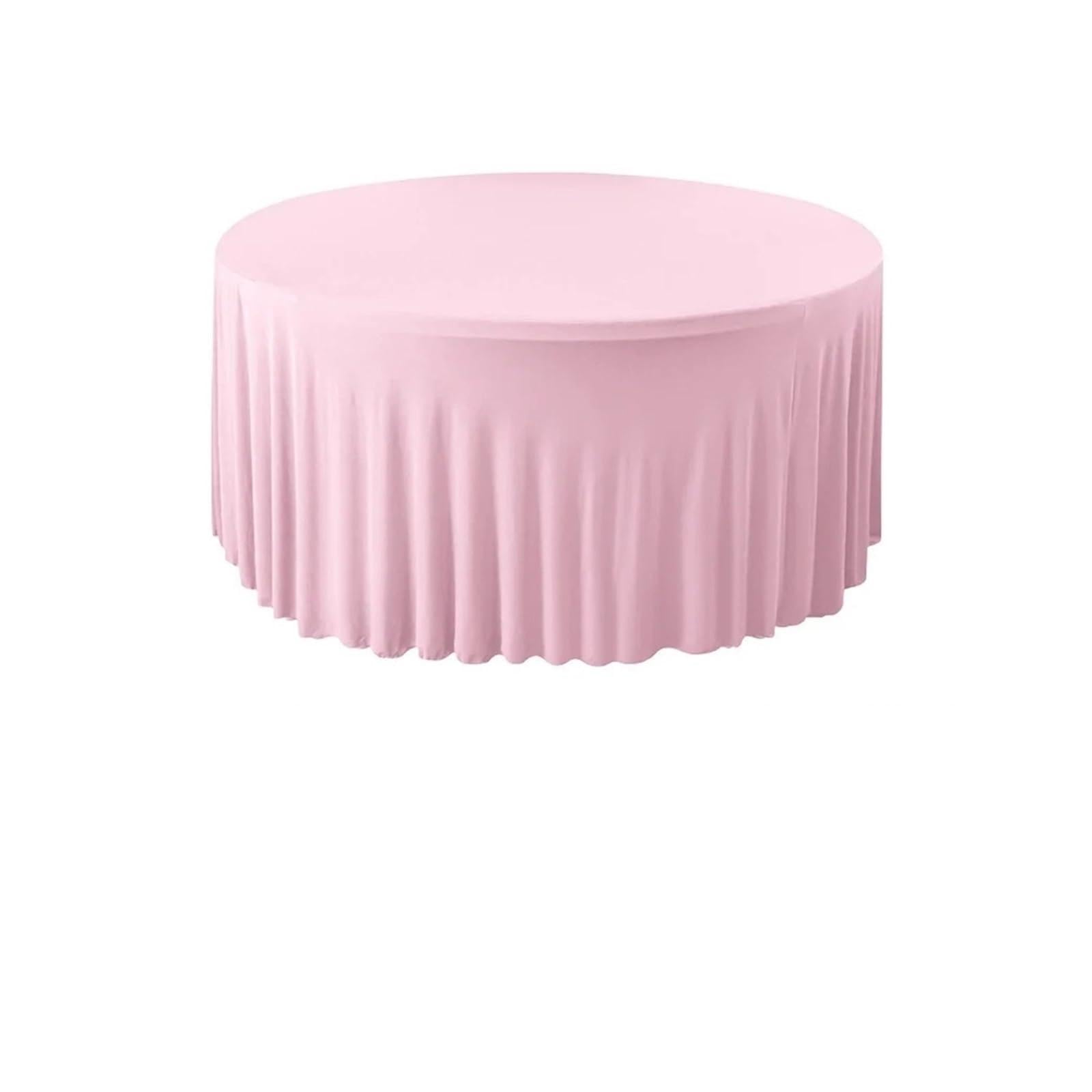 SHENJMAI Round Skirt Tablecloth Pleated Wave Spandex Round Tablecloth Elastic Skirted Cover 4/5/6FT for Banquet Wedding Stain-Resistant Easy Care(Pink,5FT 153CM ROUND)