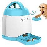 PETGEEK Automatic Dog Treat Dispenser with Button - Puzzle Memory Training Feeder, Pet Geek Button Treat Food Dispensing Toys Interactive, Iq Training Dog Feeder (Blue)