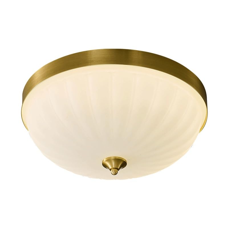Plafonnier LED tricolore en cuivre verre rond doré pour chambre