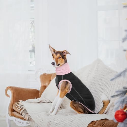 MHaustlie Hundepullover Großer Hund Rollkragenpullover Windhund Hundepullover Rot Warm Strickpullover Hund Groß Fleece Hunde Pullover Winter Warme Sweatshirt Hunde Wintermantel (Dunkelgrau, 3XL)