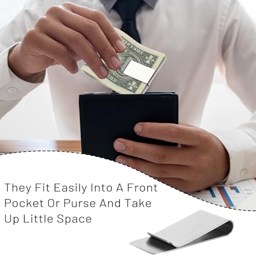 Small Men's Slim Money Clip Stainless Steel Money Clip Metal Credit Business Card Holder 10PCS Wallets Clips Pocket Cash Wallet for Cash and Credit Card Minimalist Front Pocket Wallet Clips4