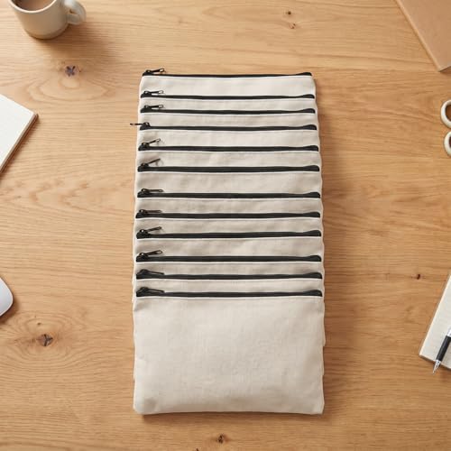 Estojo de lápis em branco sublimação de 12 peças, bolsa de cosméticos de tecido, multifuncional, bolsa de viagem com zíper